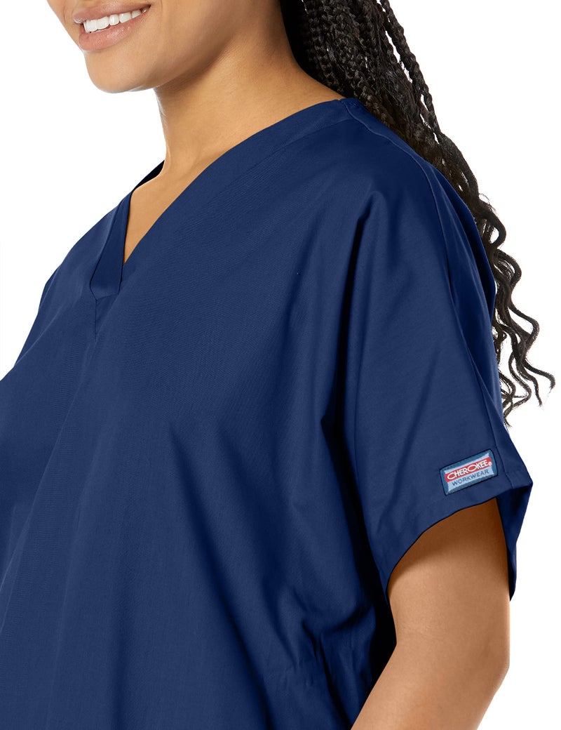 CHEROKEE Women's V Neck Scrubs Shirt, Navy, Medium - Image 3